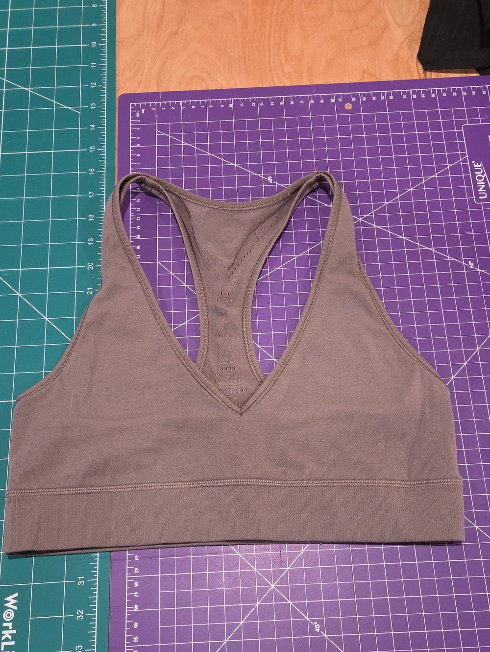 Lululemon V-Neck Racerback Bralette in Greyish Purple.